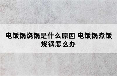 电饭锅烧锅是什么原因 电饭锅煮饭烧锅怎么办